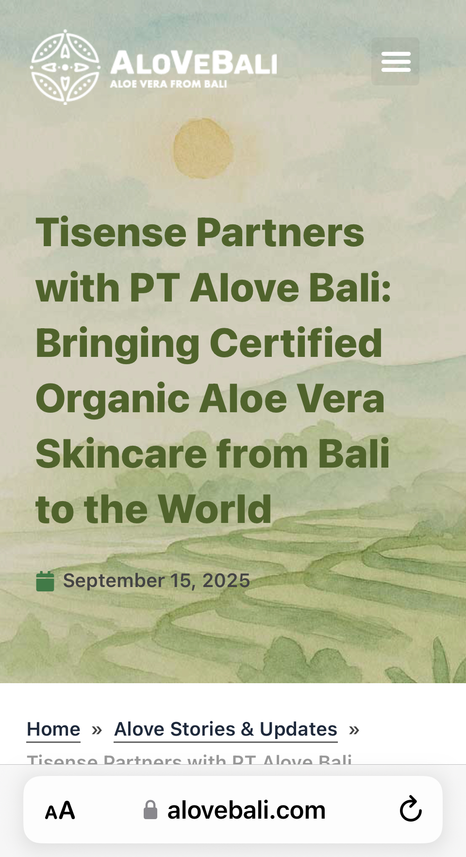 Tisense Bermitra dengan PT Alove Bali: Membawa Skincare Aloe Vera Organik Bersertifikat dari Bali ke Dunia
